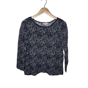 Reiss Long Sleeve Ballet Neckline Top - Abstract - Black Multi
